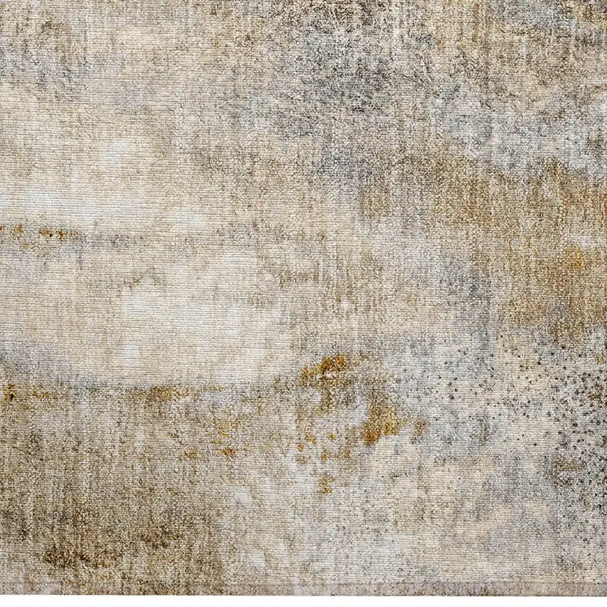 Brown Abstract Washable Non Skid Indoor Outdoor Area Rug Photo 6