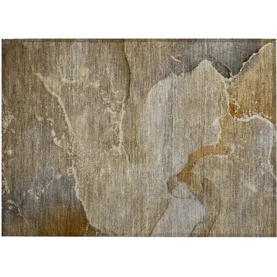 Brown Abstract Washable Non Skid Indoor Outdoor Area Rug Photo 1