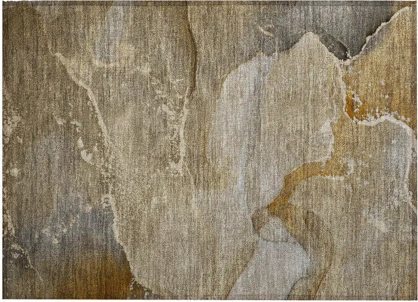 Brown Abstract Washable Non Skid Indoor Outdoor Area Rug Photo 1