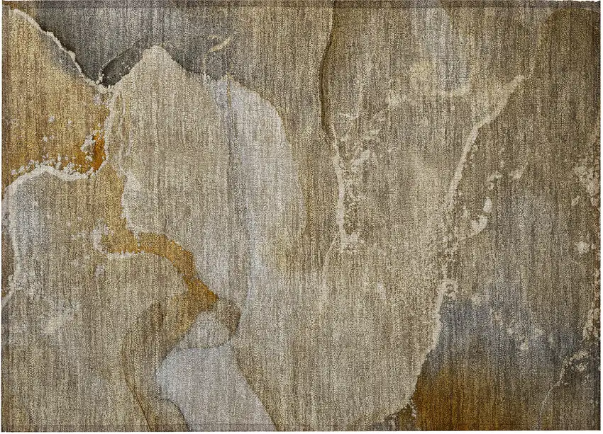 Brown Abstract Washable Non Skid Indoor Outdoor Area Rug Photo 2