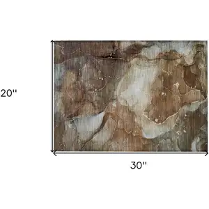Photo of Brown Abstract Washable Non Skid Indoor Outdoor Area Rug