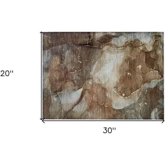 Brown Abstract Washable Non Skid Indoor Outdoor Area Rug Photo 3