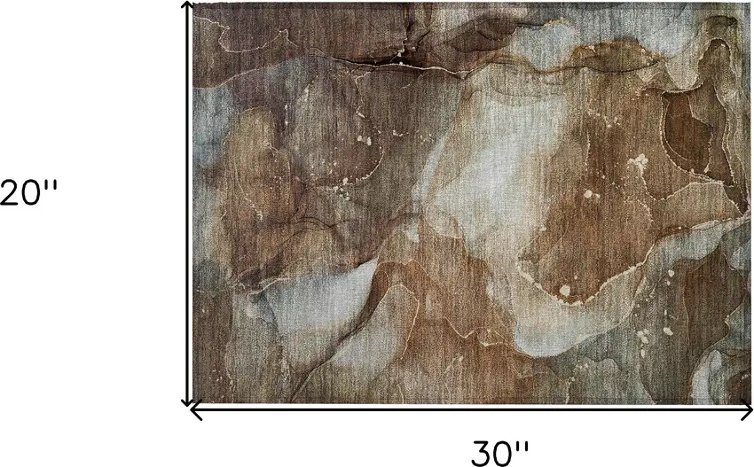 Brown Abstract Washable Non Skid Indoor Outdoor Area Rug Photo 3