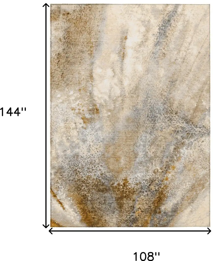 Brown Abstract Washable Non Skid Indoor Outdoor Area Rug Photo 3