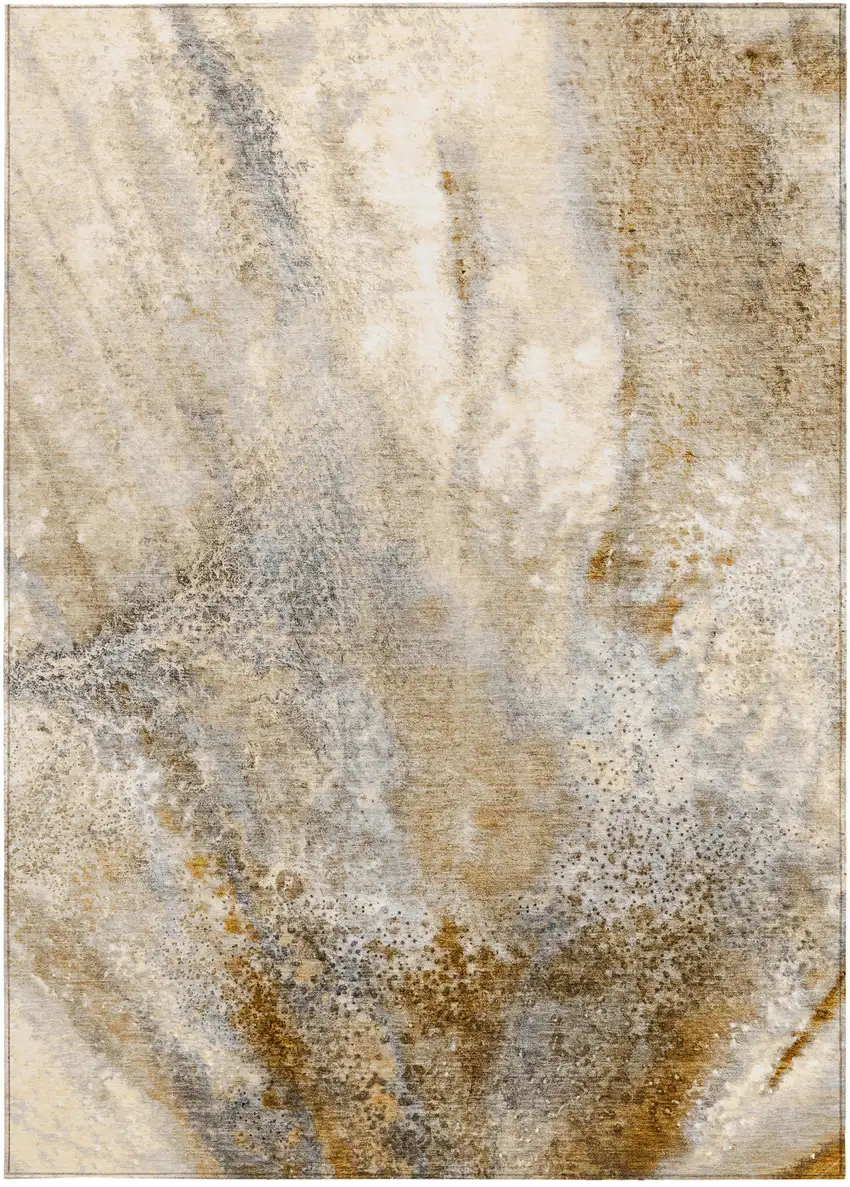 Brown Abstract Washable Non Skid Indoor Outdoor Area Rug Photo 5
