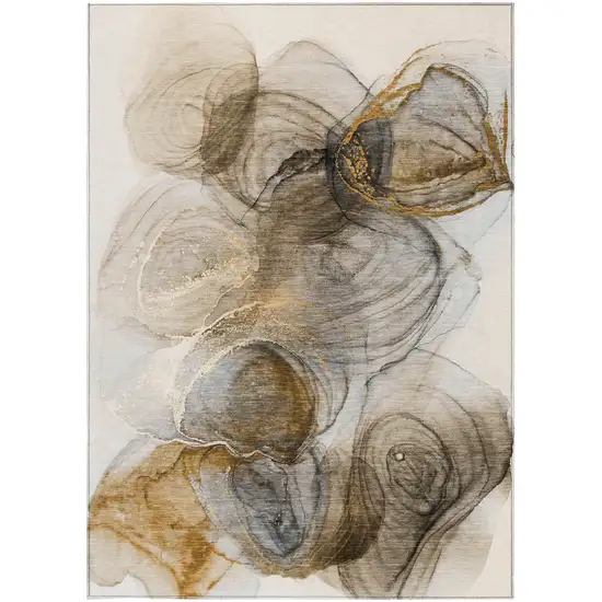 Brown Abstract Washable Non Skid Indoor Outdoor Area Rug Photo 5