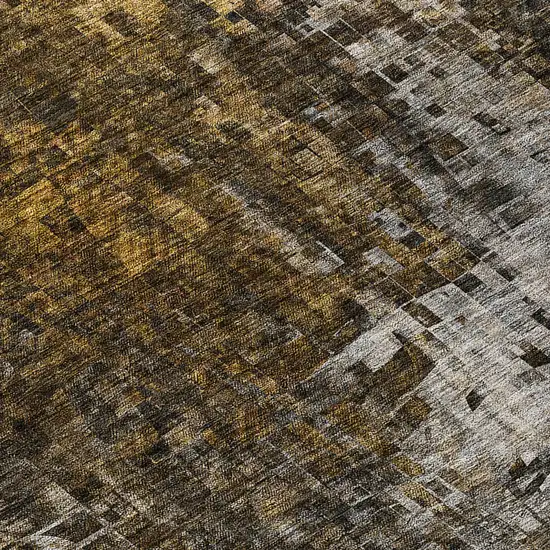 Brown And Copper Abstract Washable Indoor Outdoor Area Rug Photo 7