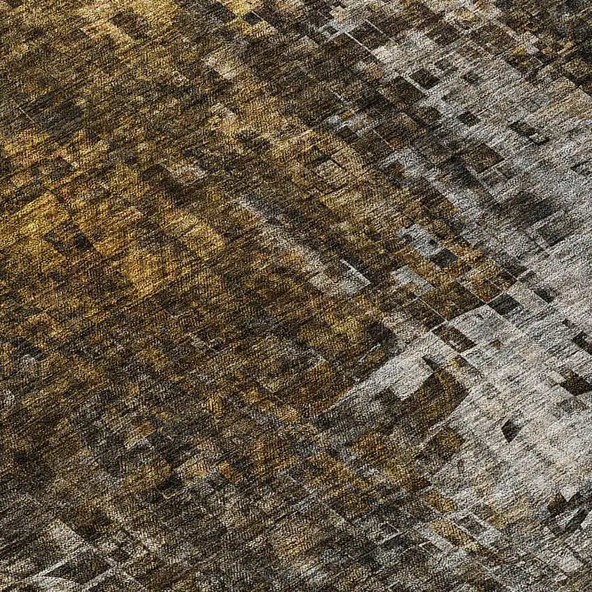 Brown And Copper Abstract Washable Indoor Outdoor Area Rug Photo 7