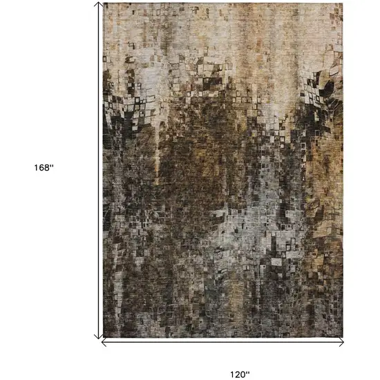 Brown Abstract Washable Non Skid Indoor Outdoor Area Rug Photo 3