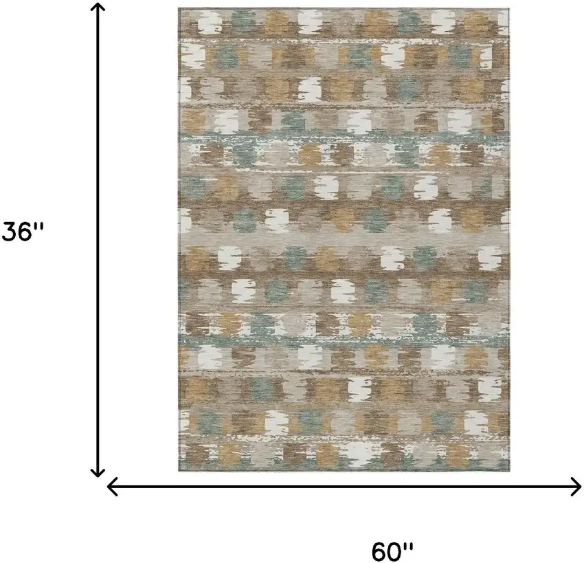 Brown And Aqua Abstract Washable Indoor Outdoor Area Rug Photo 8