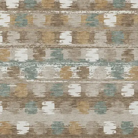 Brown And Aqua Abstract Washable Indoor Outdoor Area Rug Photo 4