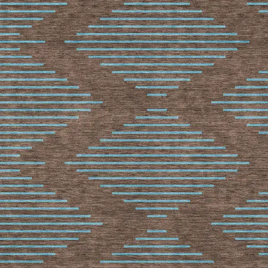 Brown And Aqua Geometric Washable Indoor Outdoor Area Rug Photo 6