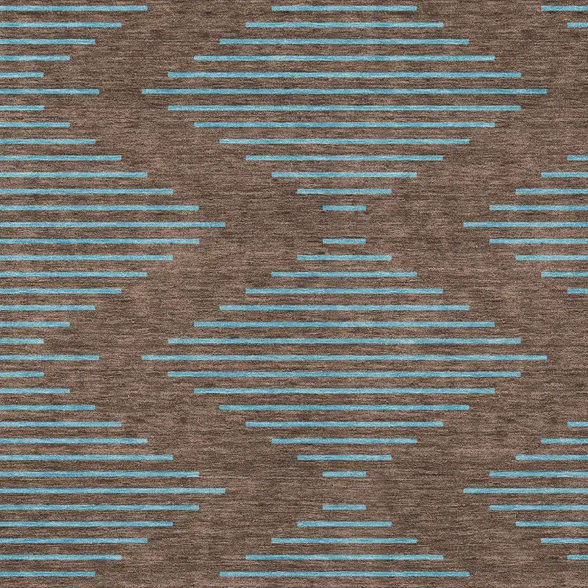Brown And Aqua Geometric Washable Indoor Outdoor Area Rug Photo 6