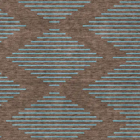 Brown And Aqua Geometric Washable Indoor Outdoor Area Rug Photo 6