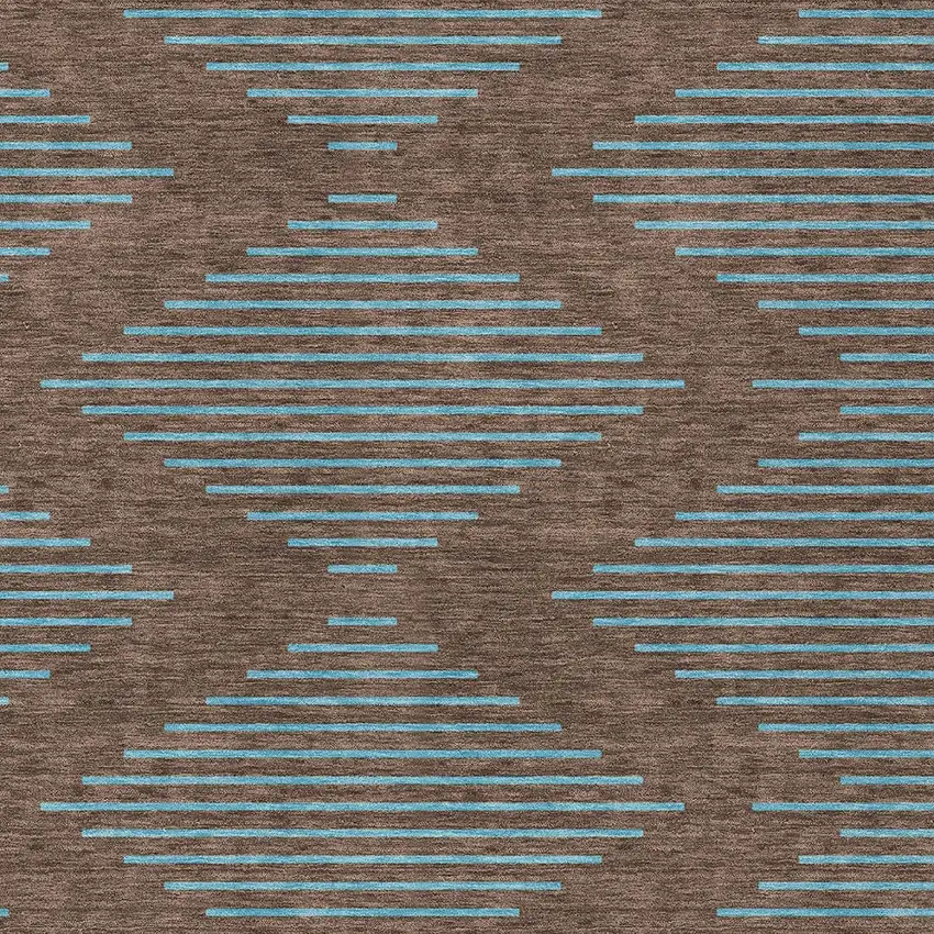 Brown And Aqua Geometric Washable Indoor Outdoor Area Rug Photo 6