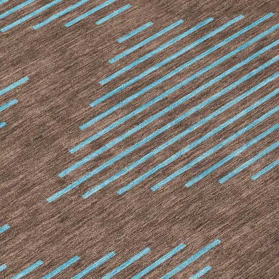 Brown And Aqua Geometric Washable Indoor Outdoor Area Rug Photo 5