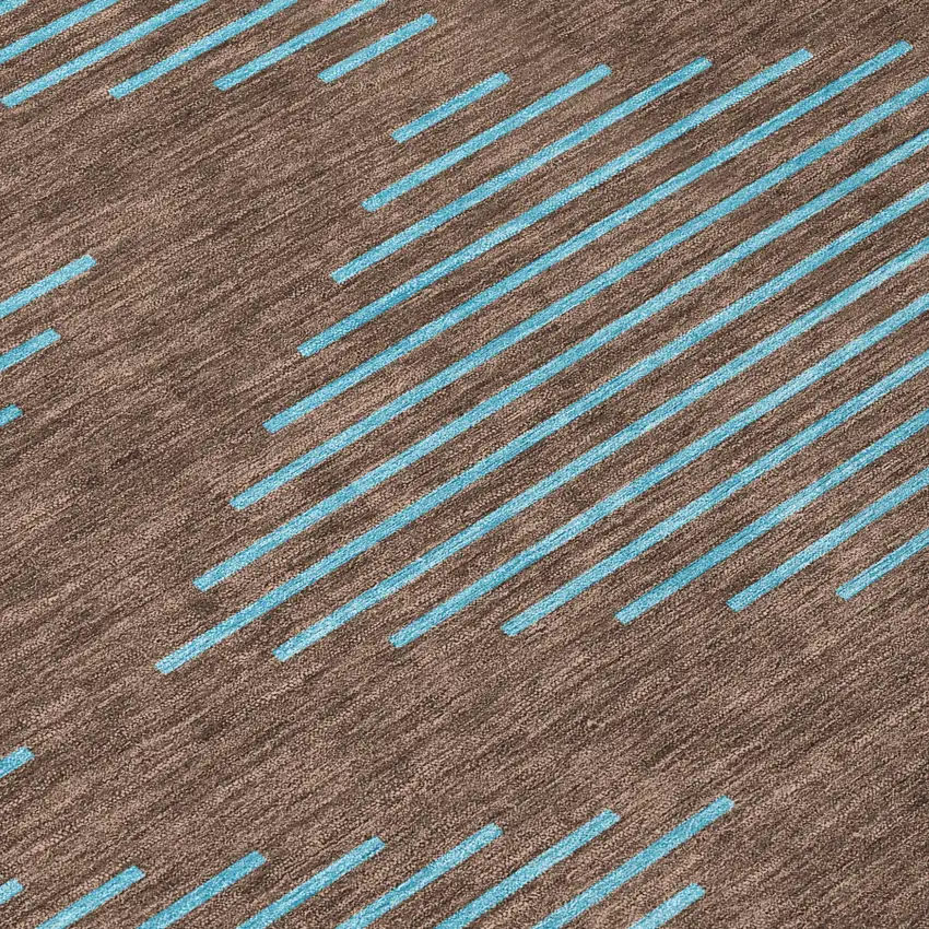 Brown And Aqua Geometric Washable Indoor Outdoor Area Rug Photo 5