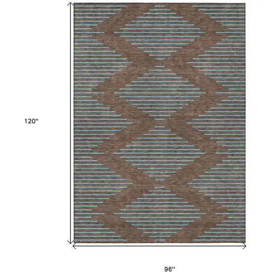 Brown And Aqua Geometric Washable Indoor Outdoor Area Rug Photo 3