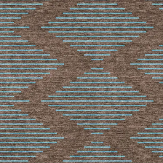 Brown And Aqua Geometric Washable Indoor Outdoor Area Rug Photo 6