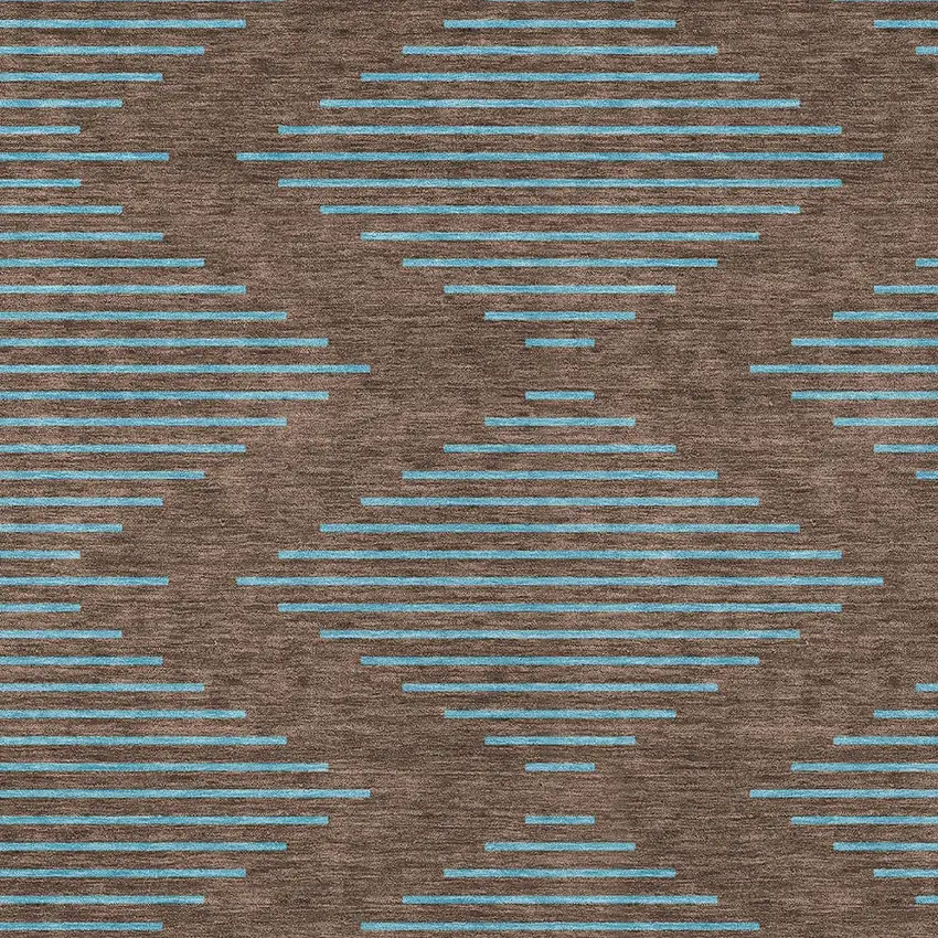 Brown And Aqua Geometric Washable Indoor Outdoor Area Rug Photo 6