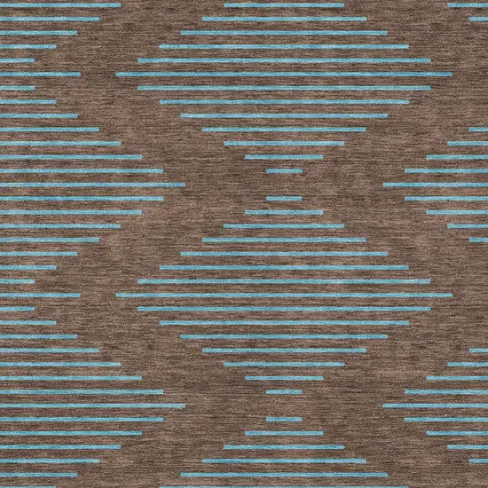 Brown And Aqua Geometric Washable Indoor Outdoor Area Rug Photo 6