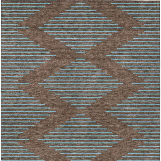 Brown And Aqua Geometric Washable Indoor Outdoor Area Rug Photo 7