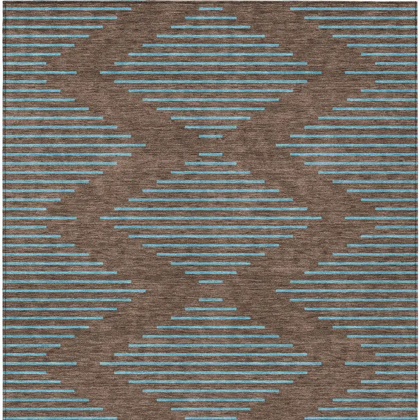 Brown And Aqua Geometric Washable Indoor Outdoor Area Rug Photo 7