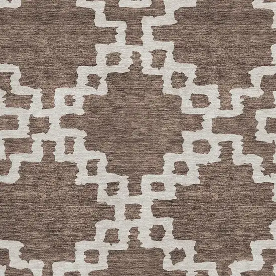 Brown And Beige Abstract Geometric Washable Area Rug With UV Protection Photo 3