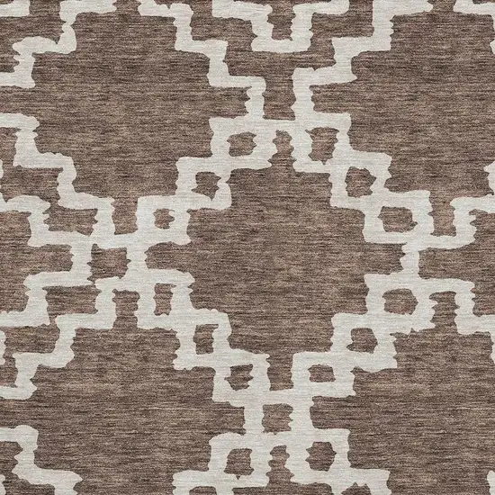 Brown And Beige Abstract Geometric Washable Area Rug With UV Protection Photo 3
