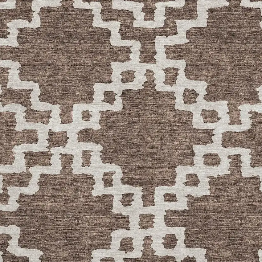 Brown And Beige Abstract Geometric Washable Area Rug With UV Protection Photo 3