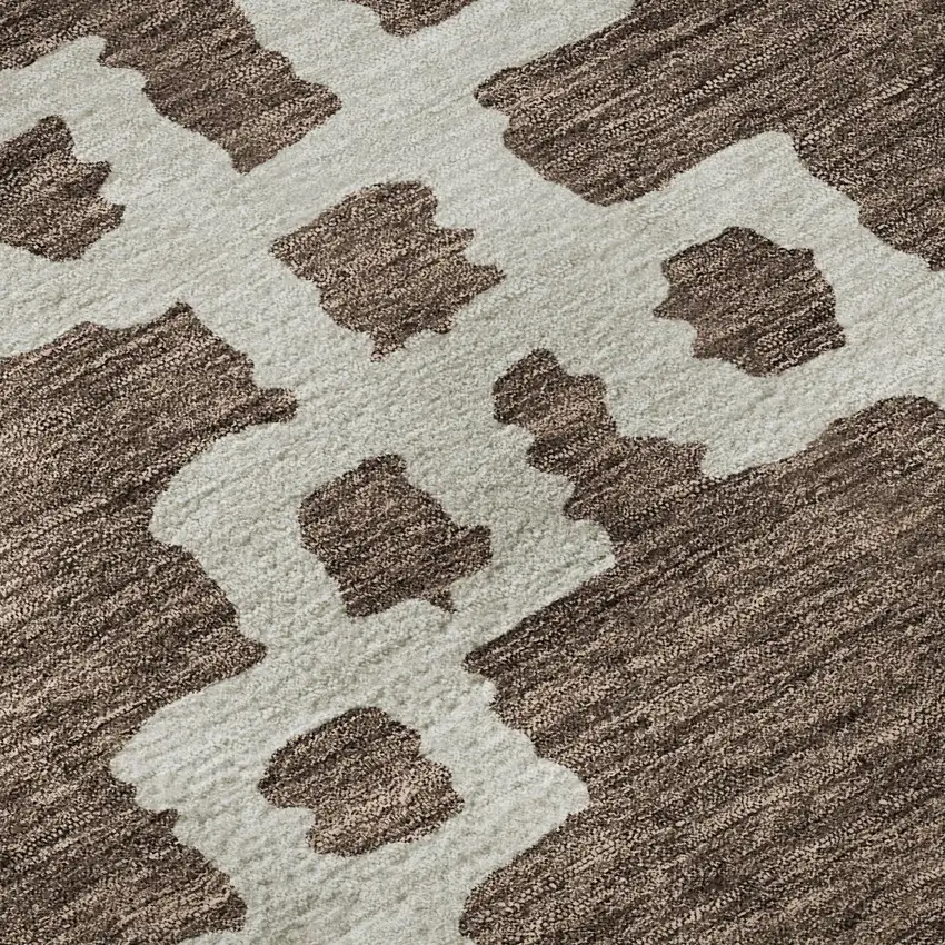 Brown And Beige Abstract Geometric Washable Area Rug With UV Protection Photo 9