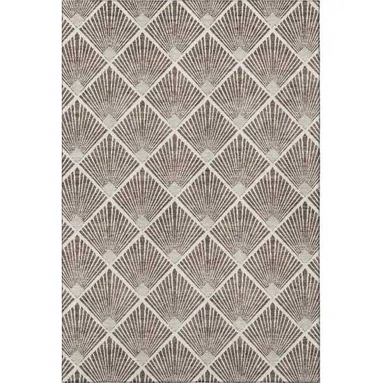 Brown And Beige Abstract Geometric Washable Area Rug With UV Protection Photo 3