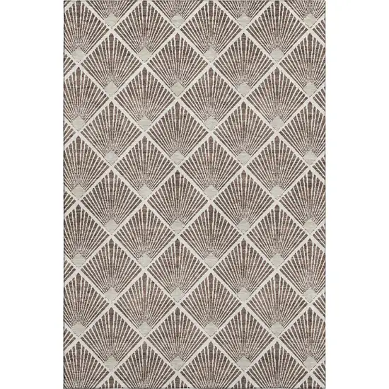 Brown And Beige Abstract Geometric Washable Area Rug With UV Protection Photo 1