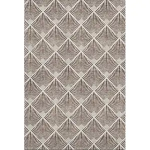 Photo of Brown And Beige Abstract Geometric Washable Area Rug With UV Protection