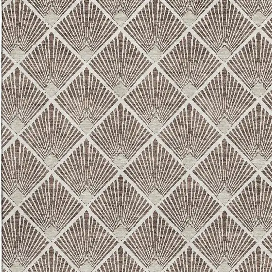 Brown And Beige Abstract Geometric Washable Area Rug With UV Protection Photo 4