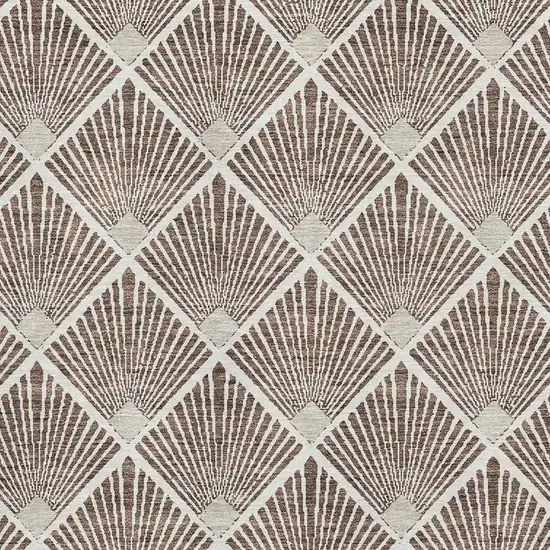 Brown And Beige Abstract Geometric Washable Area Rug With UV Protection Photo 3