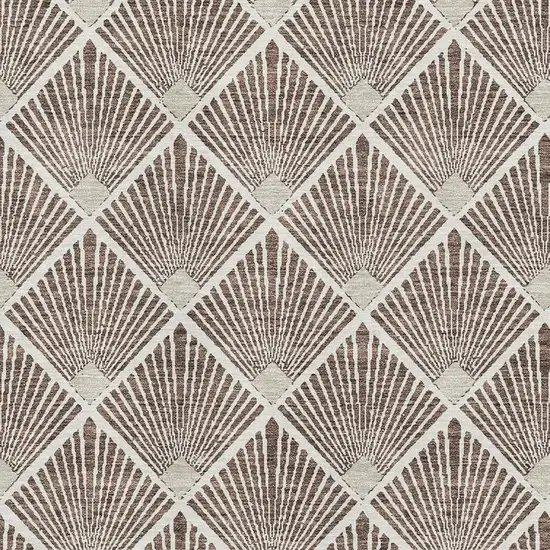 Brown And Beige Abstract Geometric Washable Area Rug With UV Protection Photo 3