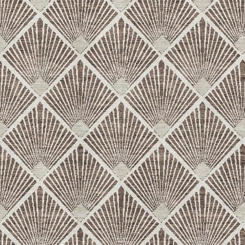 Brown And Beige Abstract Geometric Washable Area Rug With UV Protection Photo 3