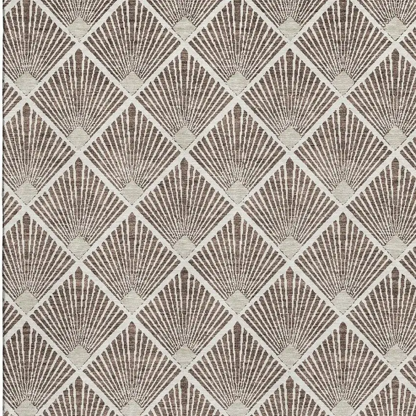 Brown And Beige Abstract Geometric Washable Area Rug With UV Protection Photo 4