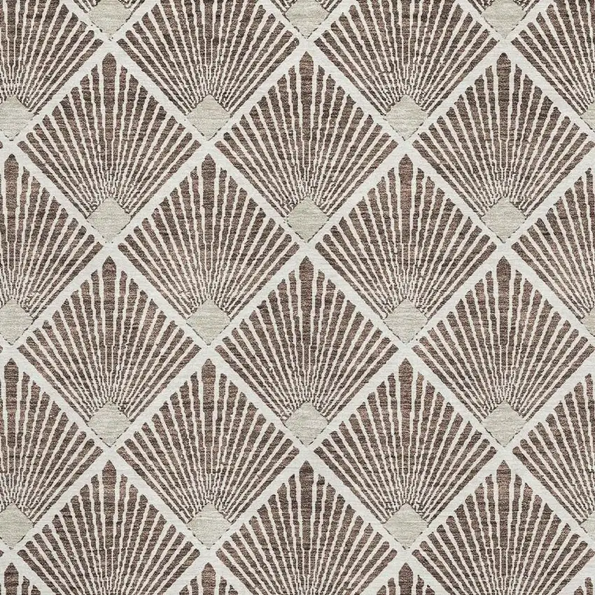 Brown And Beige Abstract Geometric Washable Area Rug With UV Protection Photo 3