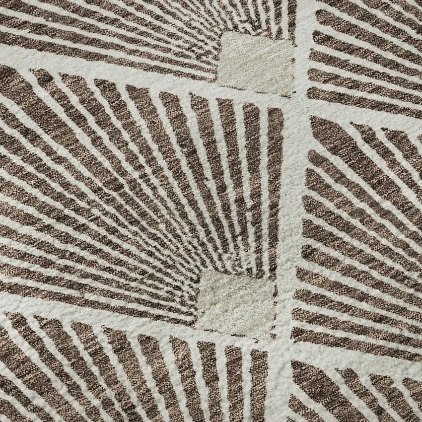 Brown And Beige Abstract Geometric Washable Area Rug With UV Protection Photo 9
