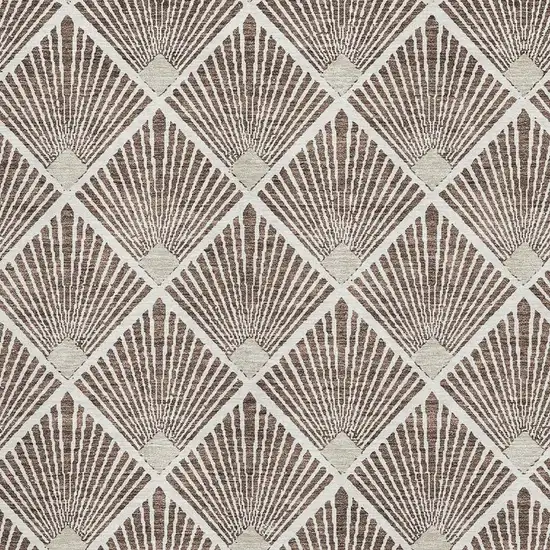 Brown And Beige Abstract Geometric Washable Area Rug With UV Protection Photo 3