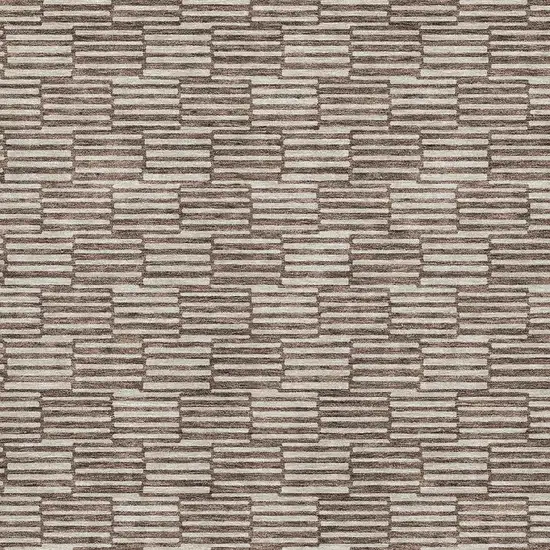 Brown And Beige Abstract Geometric Washable Area Rug With UV Protection Photo 3