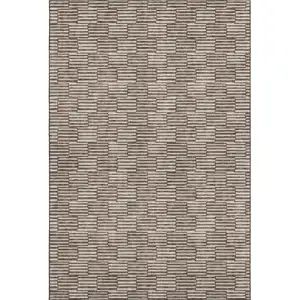 Photo of Brown And Beige Abstract Geometric Washable Area Rug With UV Protection