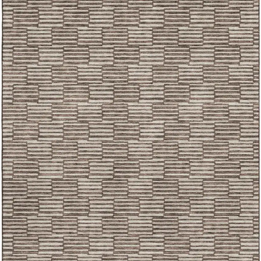 Brown And Beige Abstract Geometric Washable Area Rug With UV Protection Photo 3