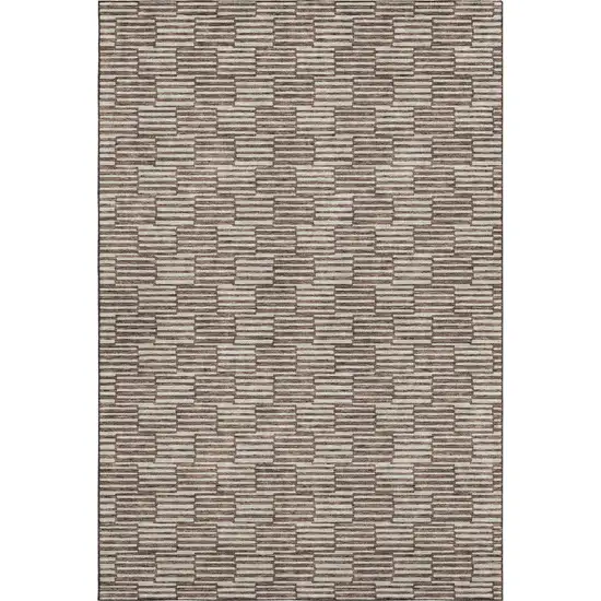 Brown And Beige Abstract Geometric Washable Area Rug With UV Protection Photo 1