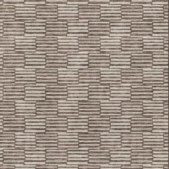 Brown And Beige Abstract Geometric Washable Area Rug With UV Protection Photo 3