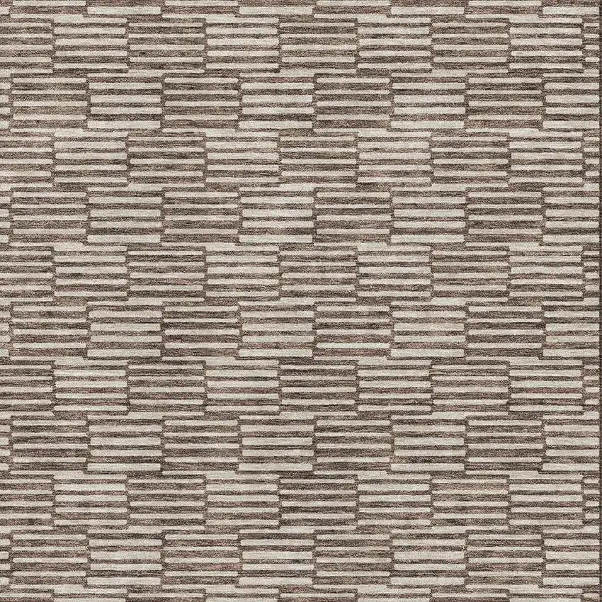 Brown And Beige Abstract Geometric Washable Area Rug With UV Protection Photo 3