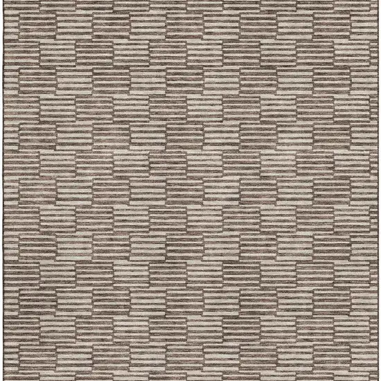 Brown And Beige Abstract Geometric Washable Area Rug With UV Protection Photo 4