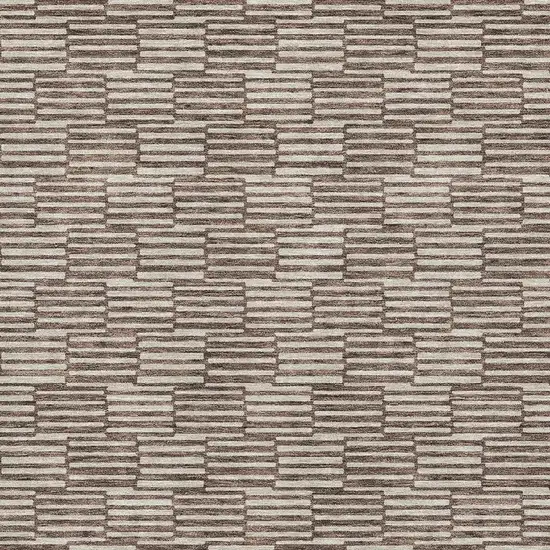 Brown And Beige Abstract Geometric Washable Area Rug With UV Protection Photo 3